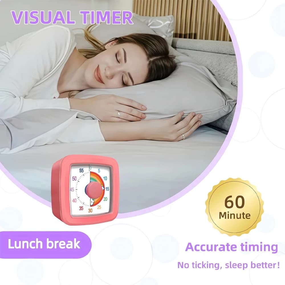 60-minutowy wizualny timer Pomodoro, bez baterii 🌈