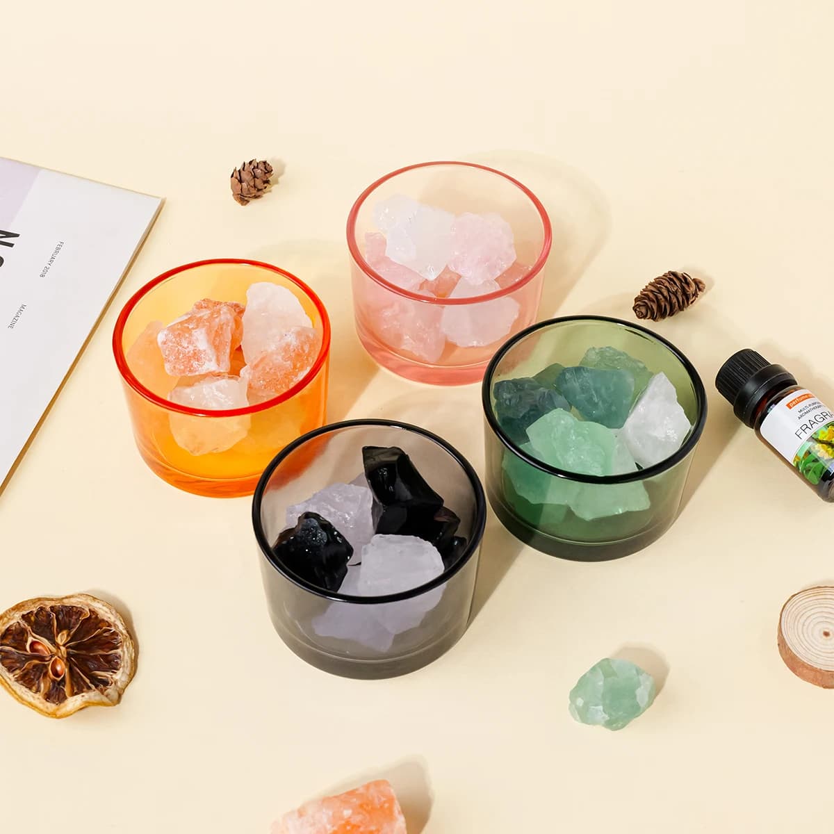 1pc Natural Crystal Raw Stone Aromatherapy Minerals Rose Quartz Fragrant Incense Decorative Lamp Home Decoration