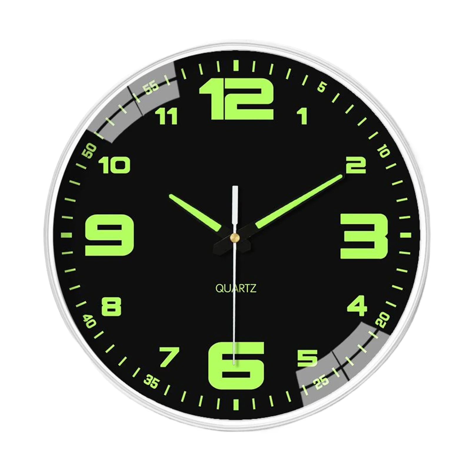 20 cm świecący zegar ścienny do użytku domowego, cichy mechanizm, łatwy do odczytania, świecący w ciemności zegar do salonu