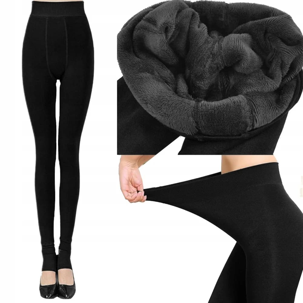Damskie ocieplane legginsy z futerkiem wysokie S/M ❄️