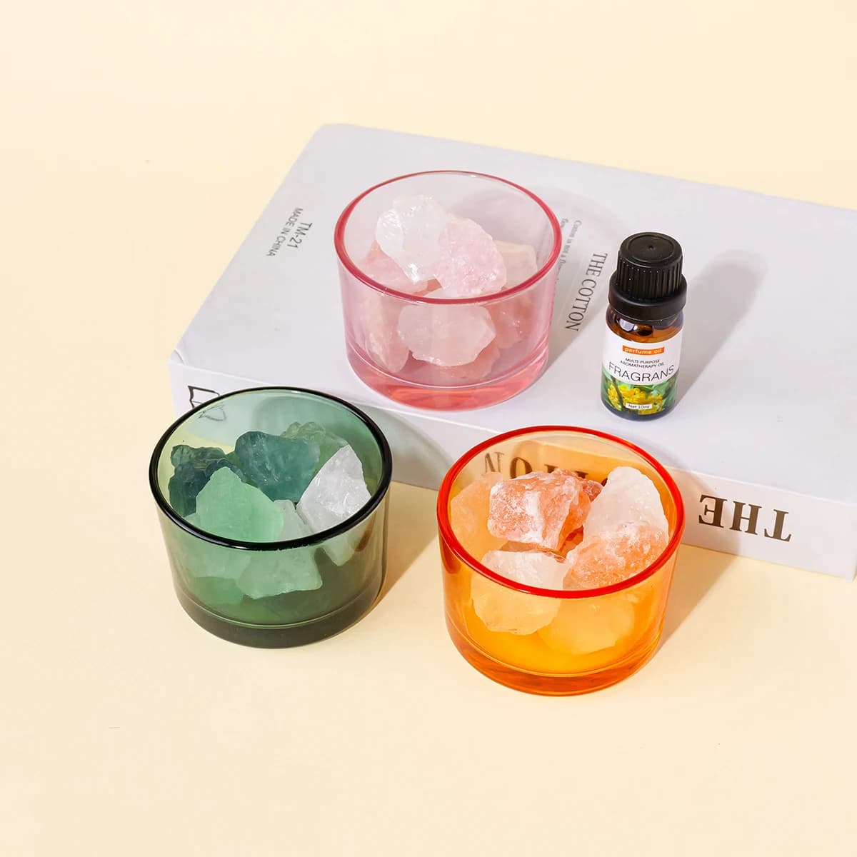 1pc Natural Crystal Raw Stone Aromatherapy Minerals Rose Quartz Fragrant Incense Decorative Lamp Home Decoration