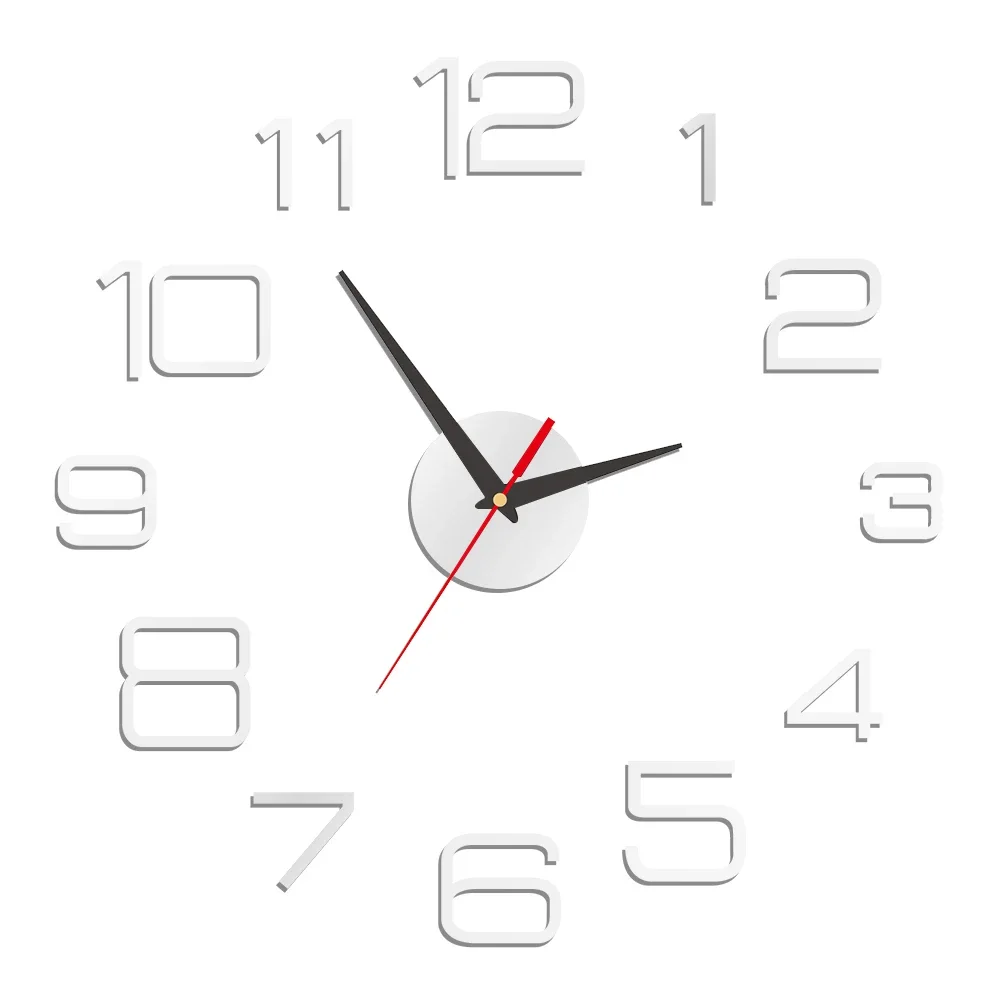 Nowoczesny fluorescencyjny zegar ścienny 3D bez tykania. Nordycki styl,  30cm, cichy świecący 🌙⏰