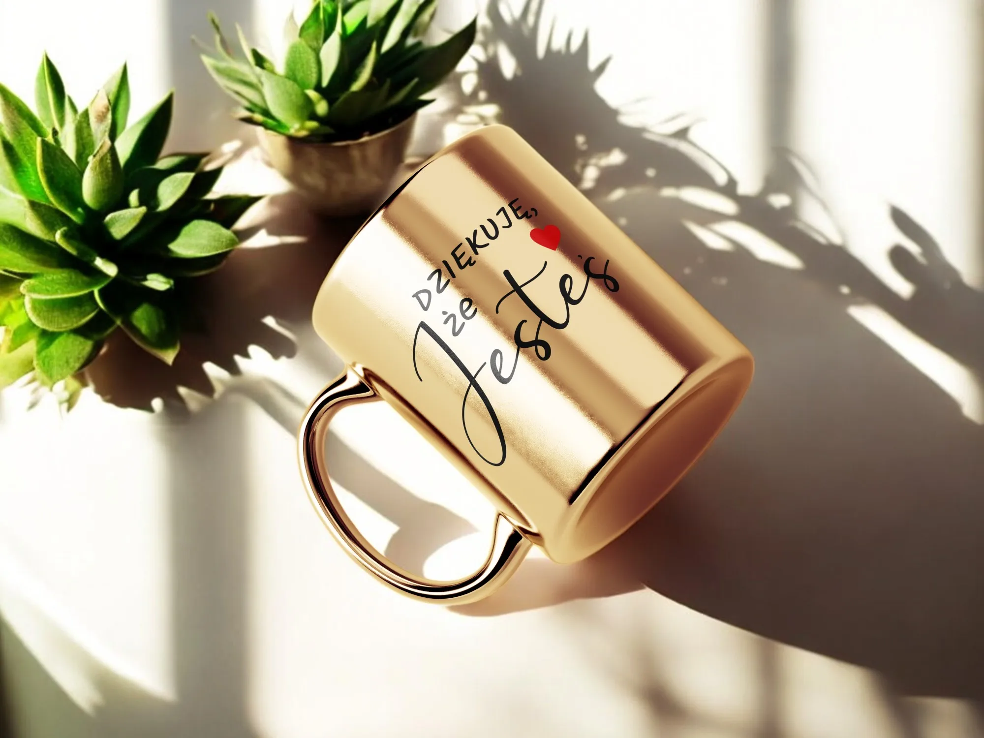 Złoty solidny kubek prezentowy i walentynkowy 330 ml super jakość❤️