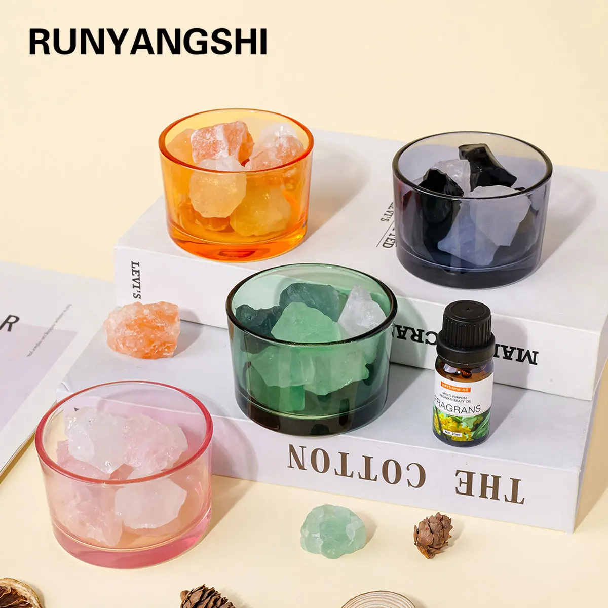 1pc Natural Crystal Raw Stone Aromatherapy Minerals Rose Quartz Fragrant Incense Decorative Lamp Home Decoration