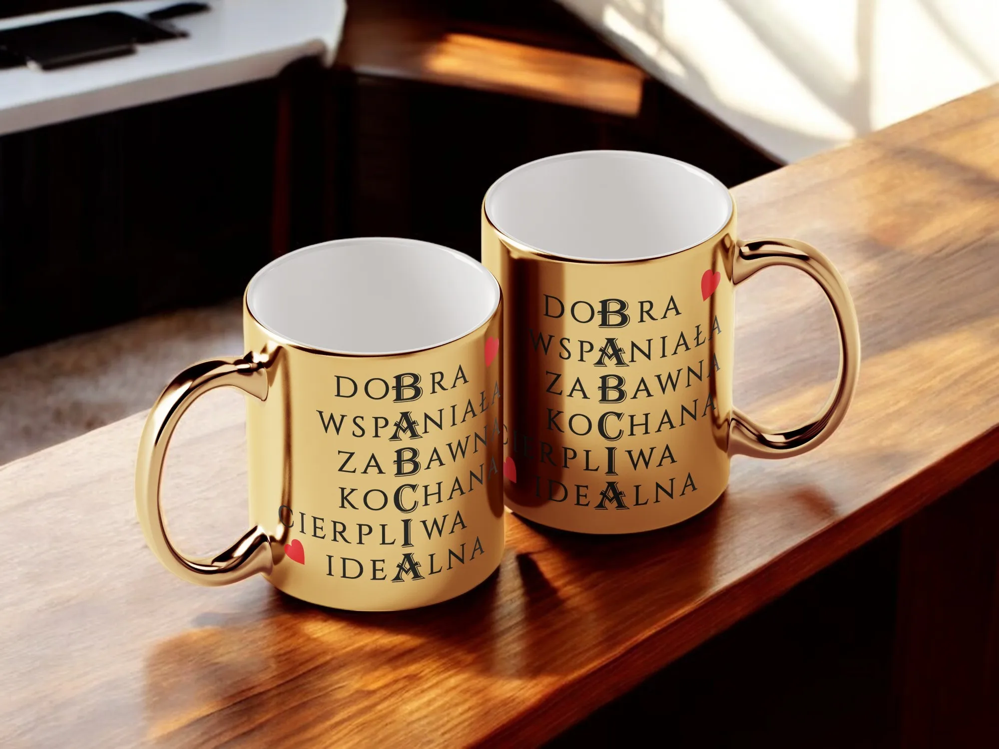 Złoty solidny kubek prezentowy i walentynkowy 330 ml super jakość❤️