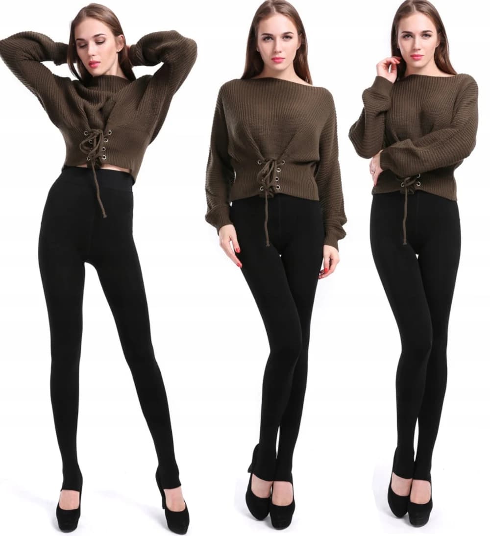 Damskie ocieplane legginsy z futerkiem wysokie S/M ❄️